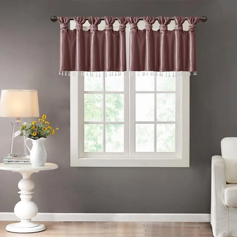 100% Polyester Twisted Tab Valance With Beads -50X26" MP41-4476 By Olliix