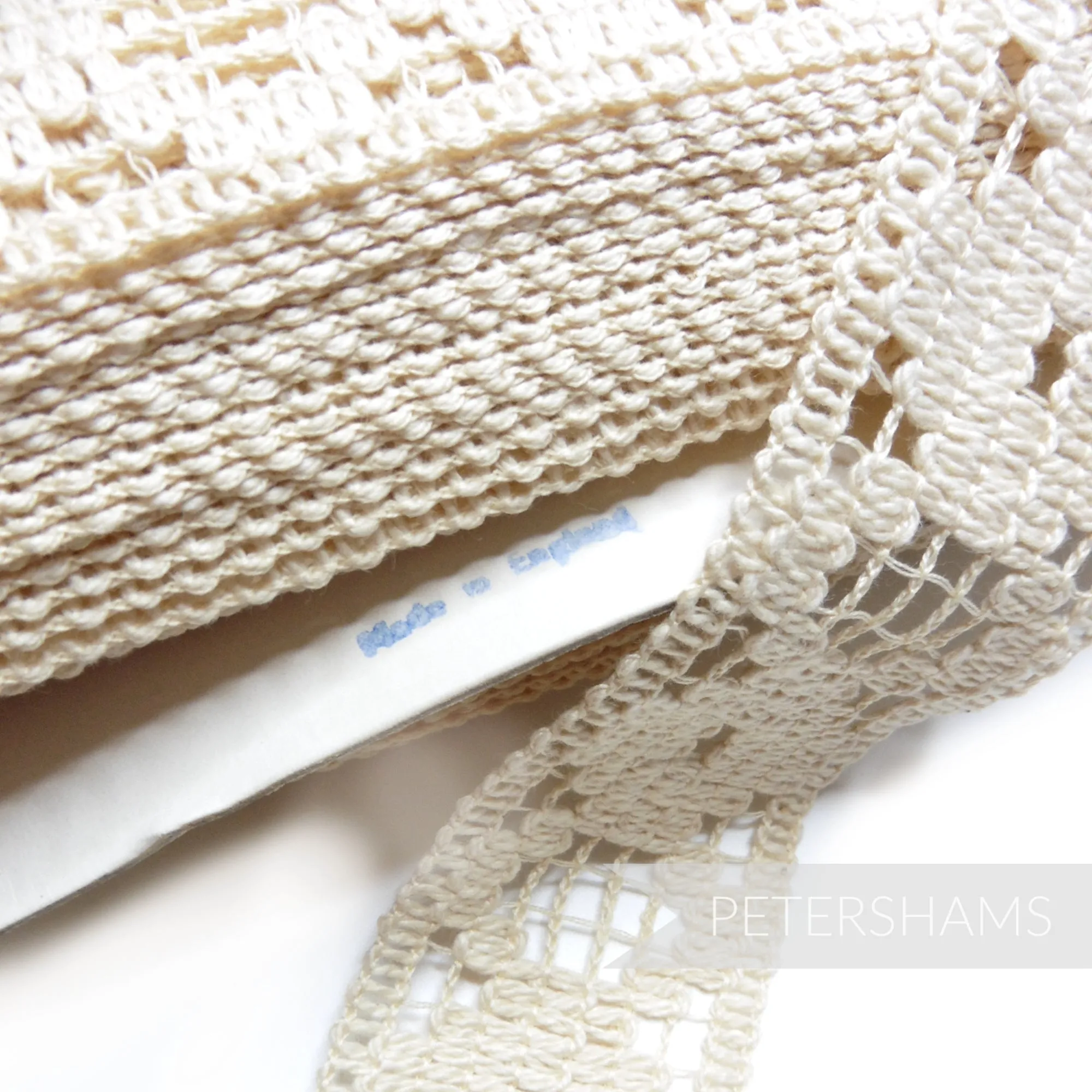 45mm Vintage 1970s Natural Cotton Floral Grid Trim - 1m