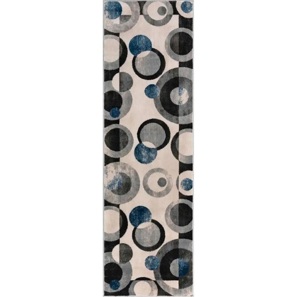 Avi Modern Geometric Grey Blue Rug