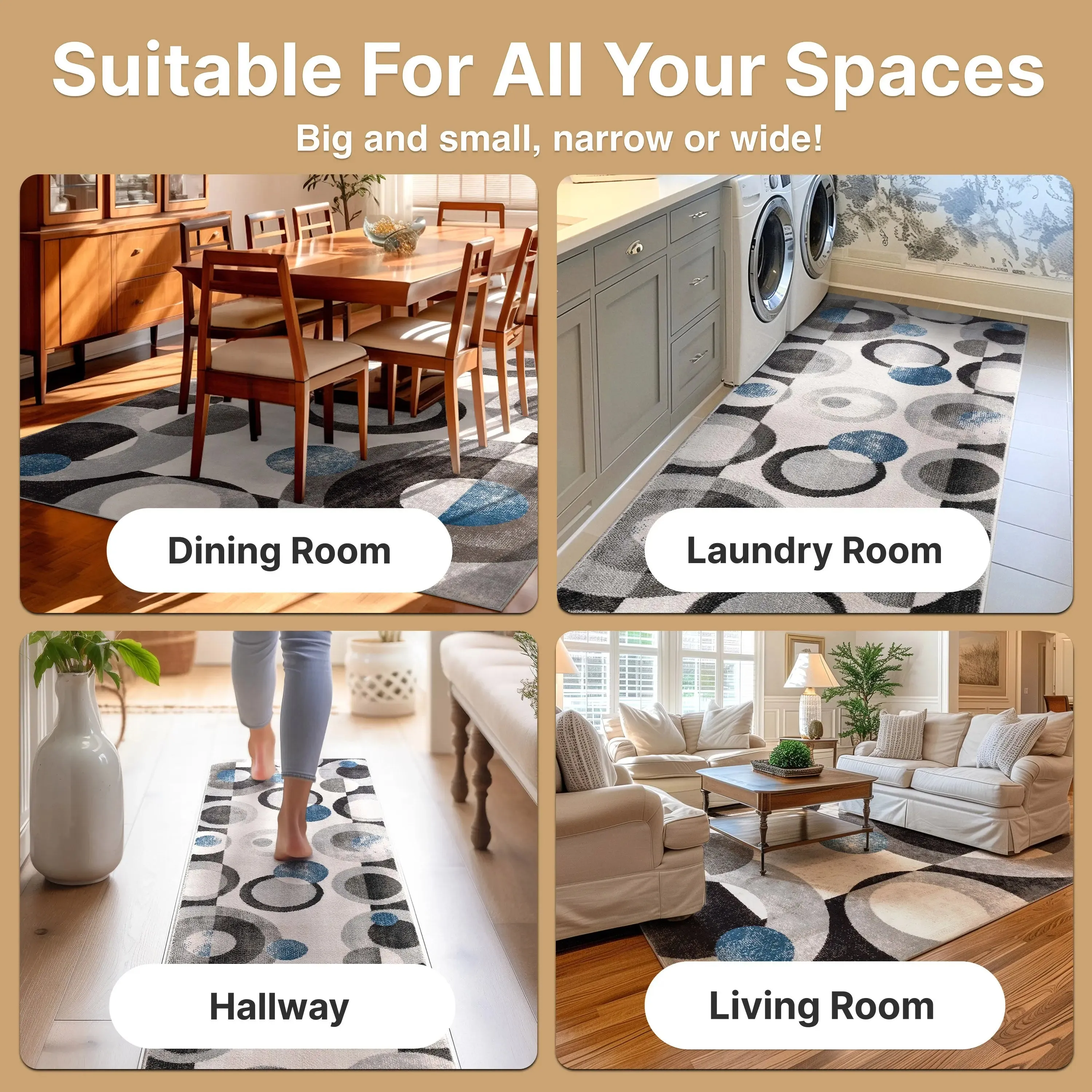 Avi Modern Geometric Grey Blue Rug