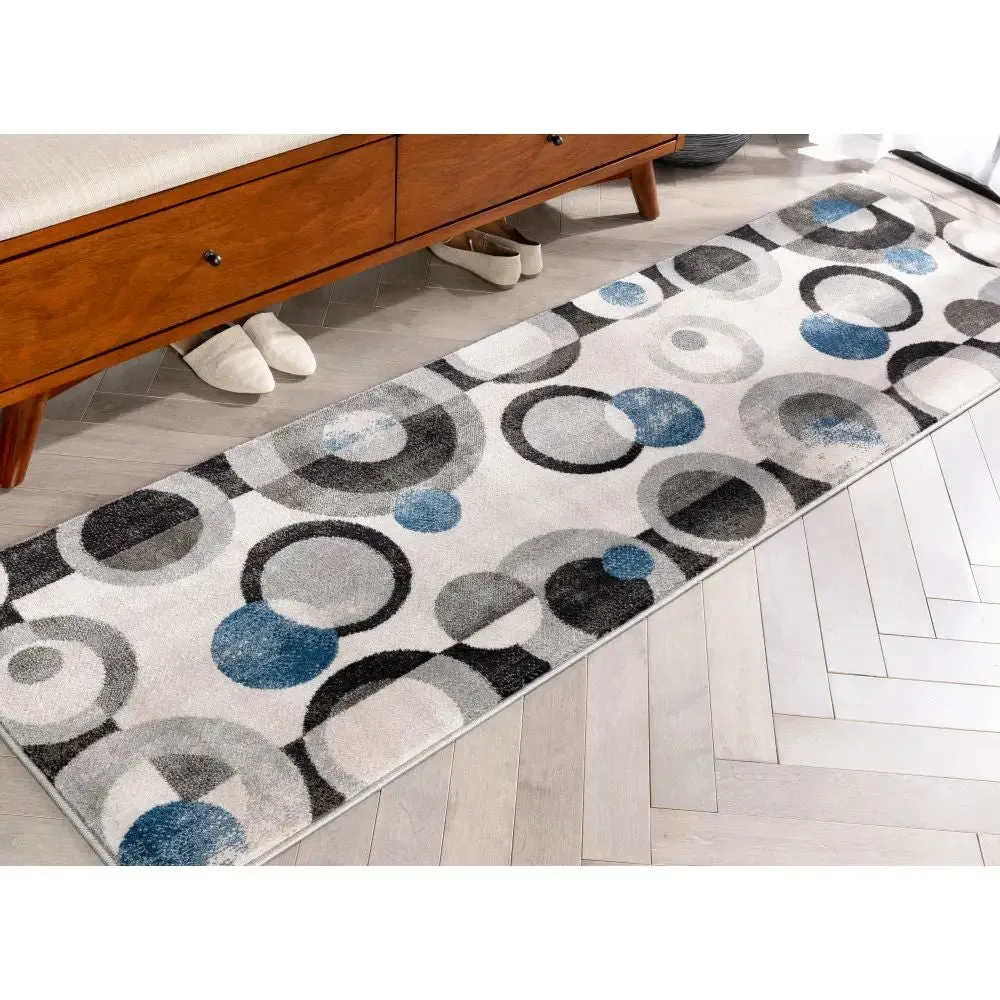 Avi Modern Geometric Grey Blue Rug