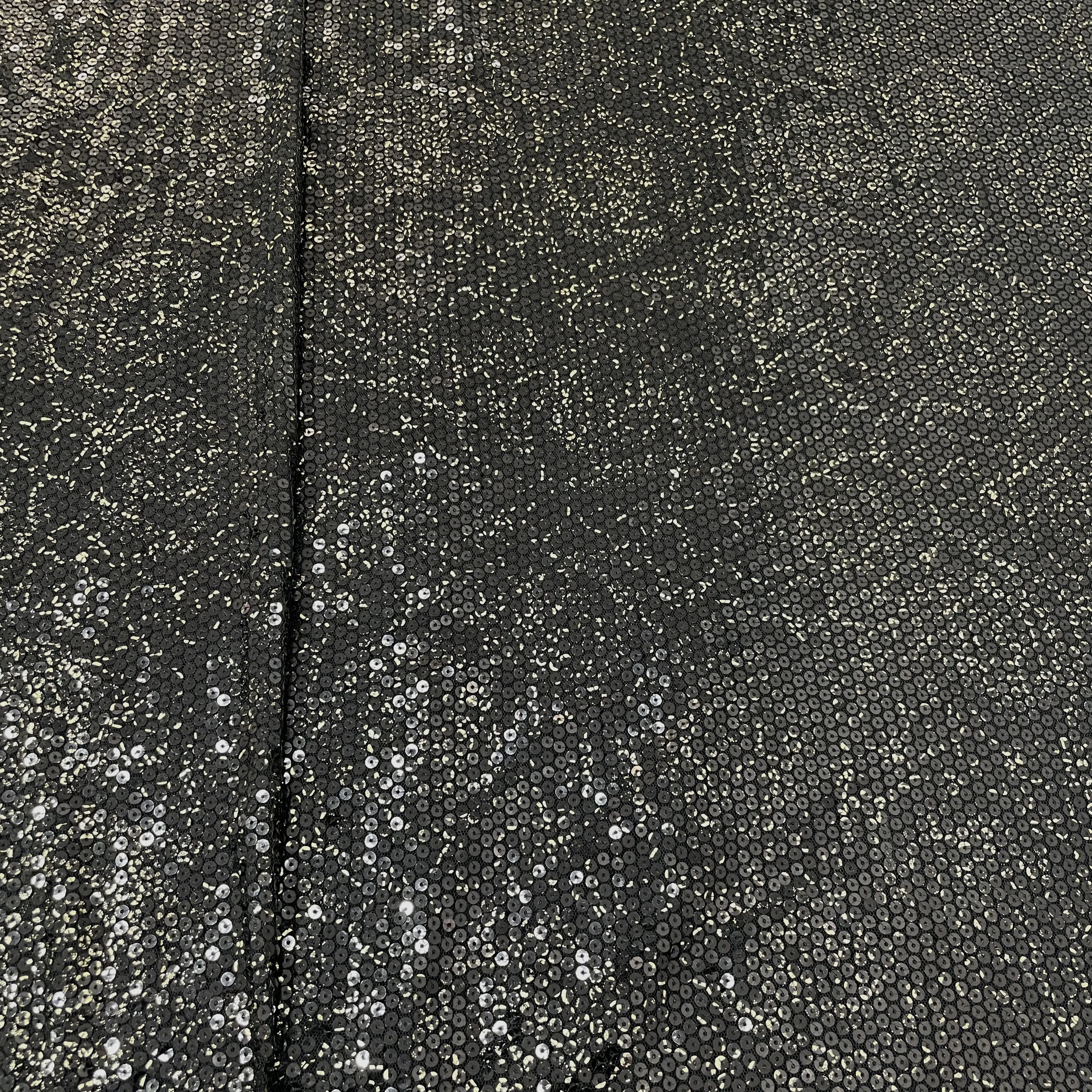 Black Animal Sequins Embroidery Net Fabric