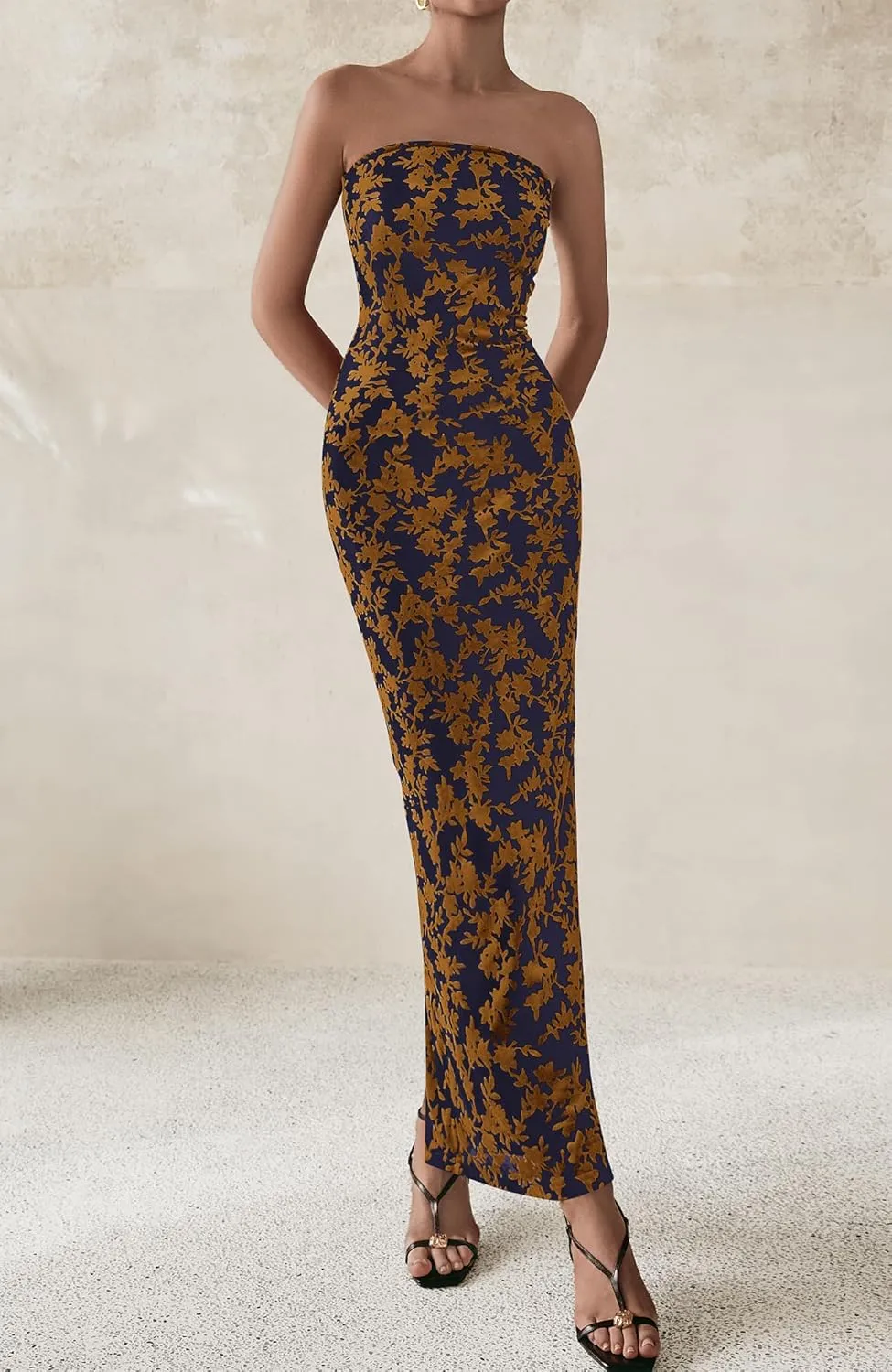 BTFBM Women Spring Dresses 2025 Elegant Wedding Guest Dresses Bodycon Tube Maxi Dress Split Floral Cocktail Dress