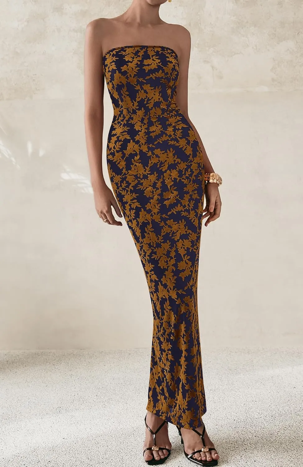 BTFBM Women Spring Dresses 2025 Elegant Wedding Guest Dresses Bodycon Tube Maxi Dress Split Floral Cocktail Dress
