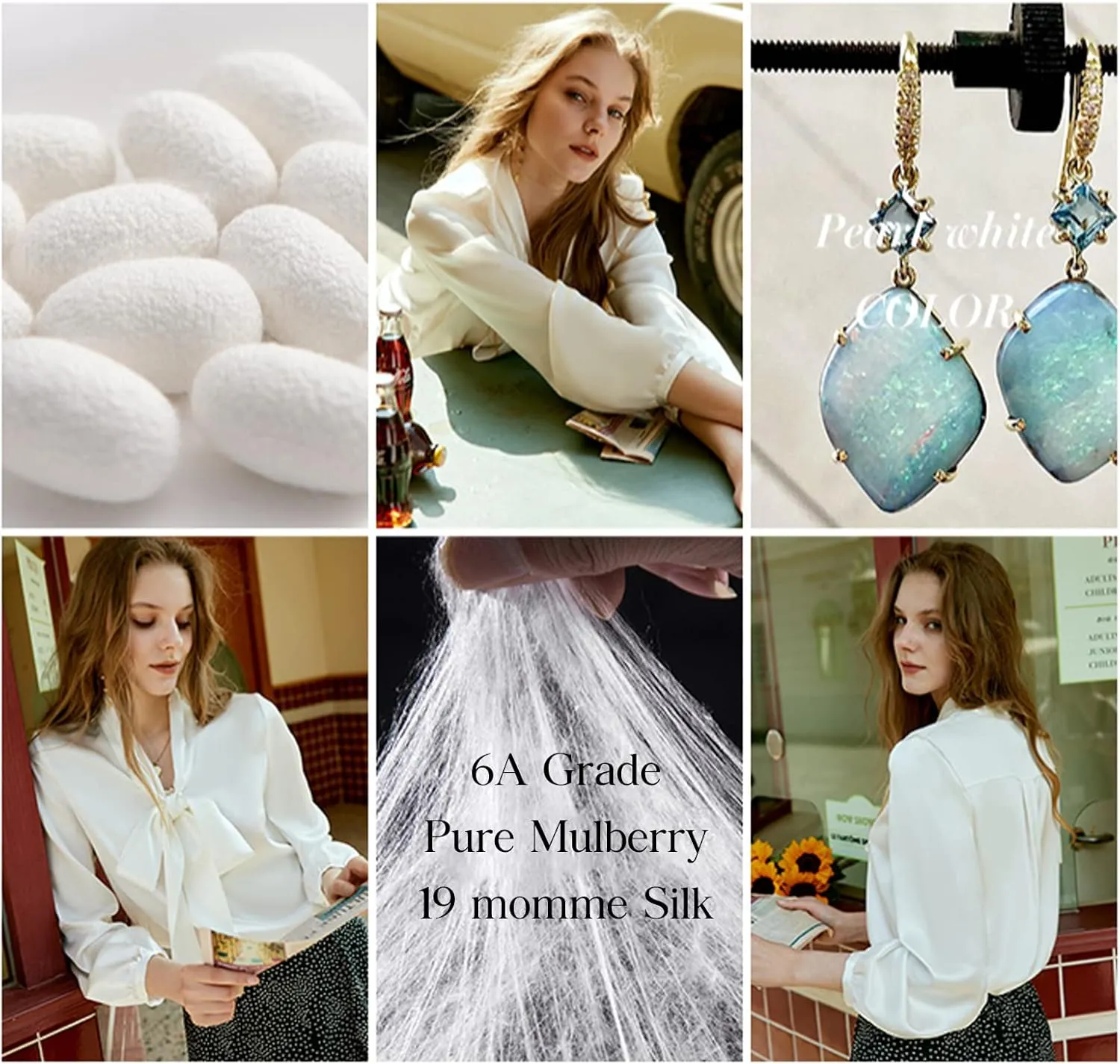 COLD POSH Silk Blouses for Women Long Sleeve Women's 100% Pure Silk Bow-tie Neck Blouse Luxury Button Down Elegant Shirts
