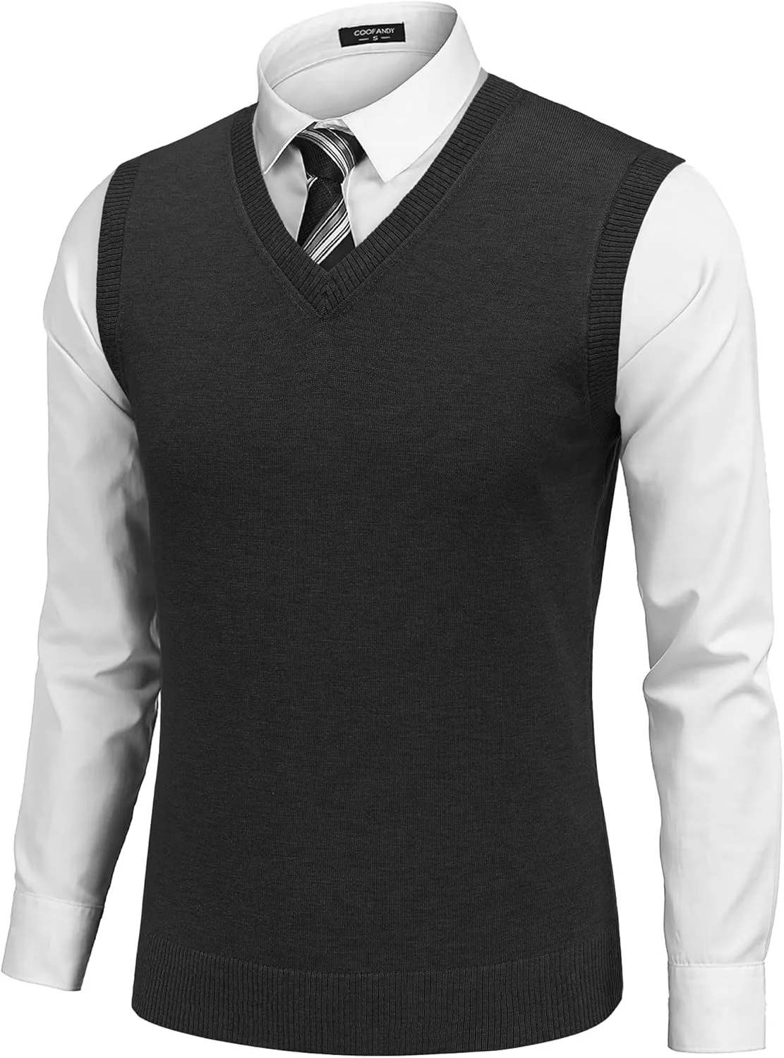 COOFANDY Men's Sleeveless Sweater Vest Lightweight V-Neck Cotton Vest Pullover