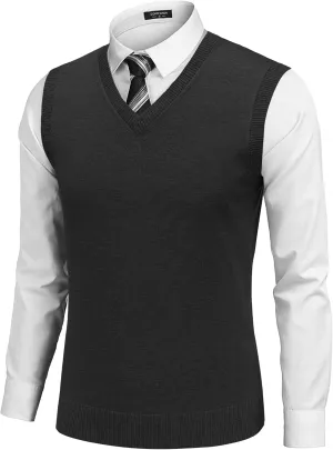 COOFANDY Men's Sleeveless Sweater Vest Lightweight V-Neck Cotton Vest Pullover