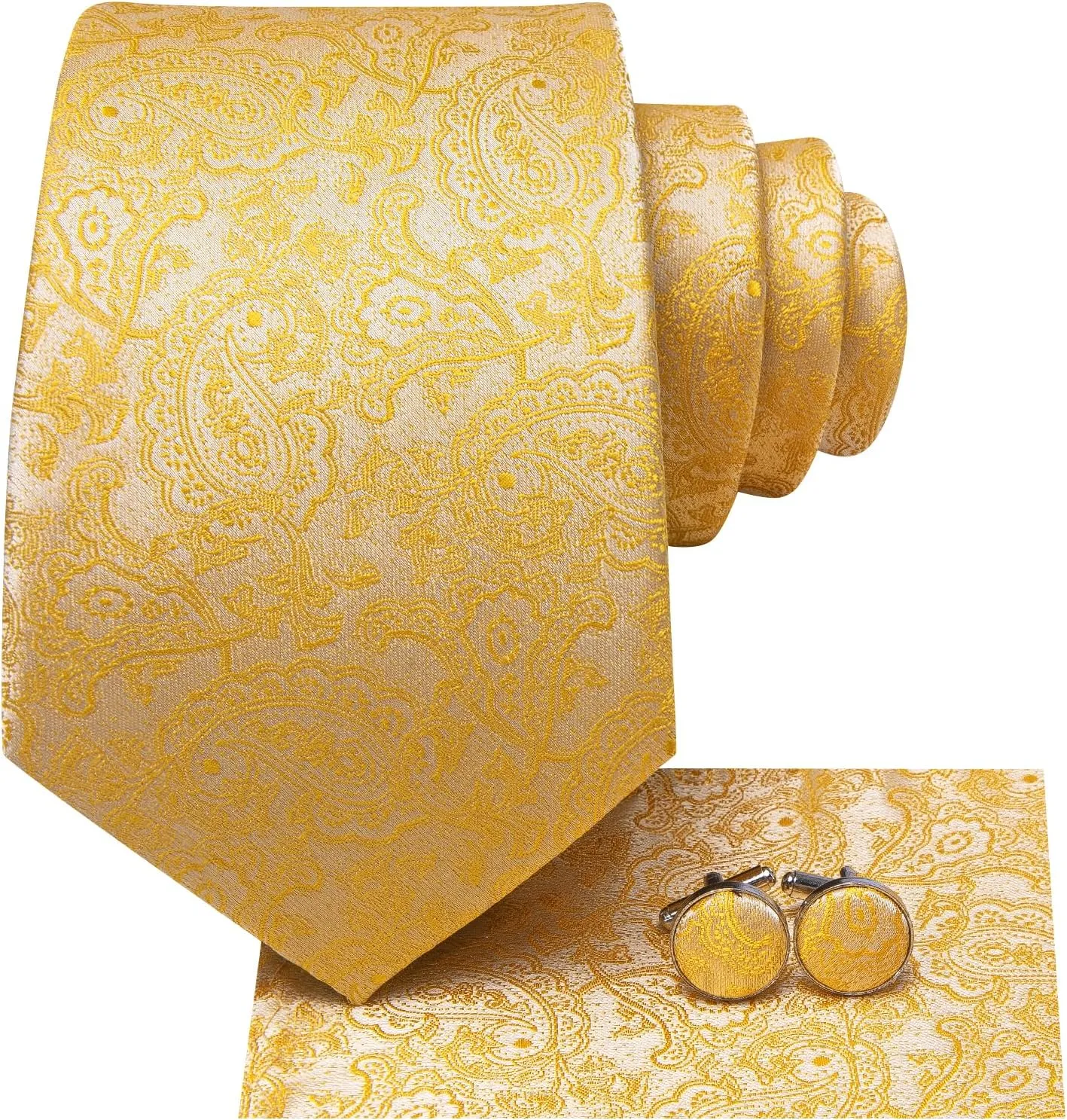 Dubulle Mens Tie Set Solid Paisley Silk Striped Necktie for Men with Cufflinks Tie and Pocket Square
