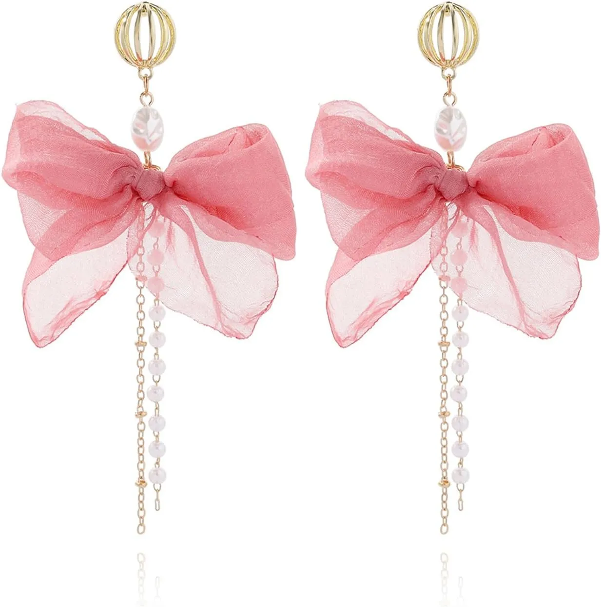 Elegant Butterfly Bow Pearl Tassel Long Chain Dangle Earrings for Women Accessories for Birthday Party