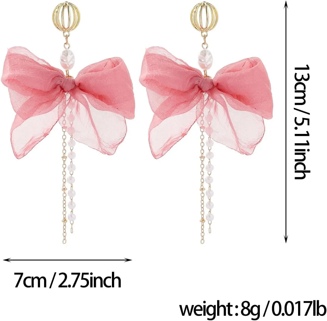 Elegant Butterfly Bow Pearl Tassel Long Chain Dangle Earrings for Women Accessories for Birthday Party