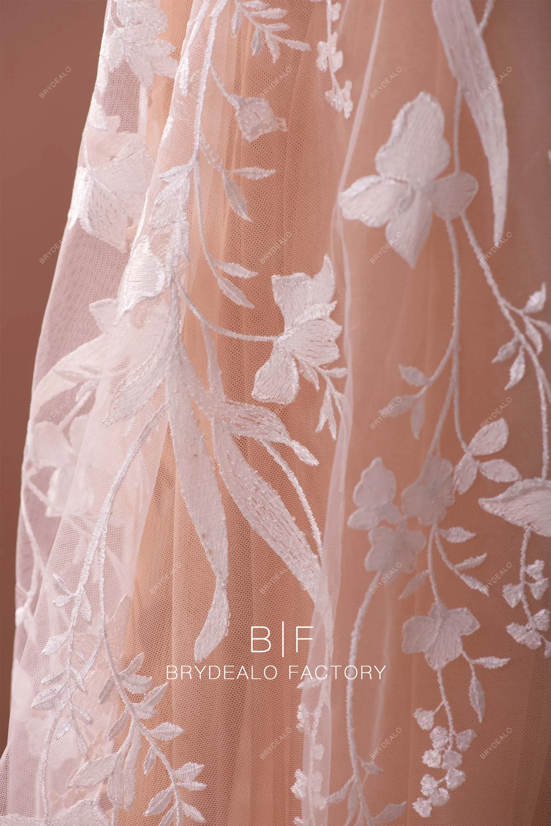 Embroidery Vine Flower Bridal Lace Fabric