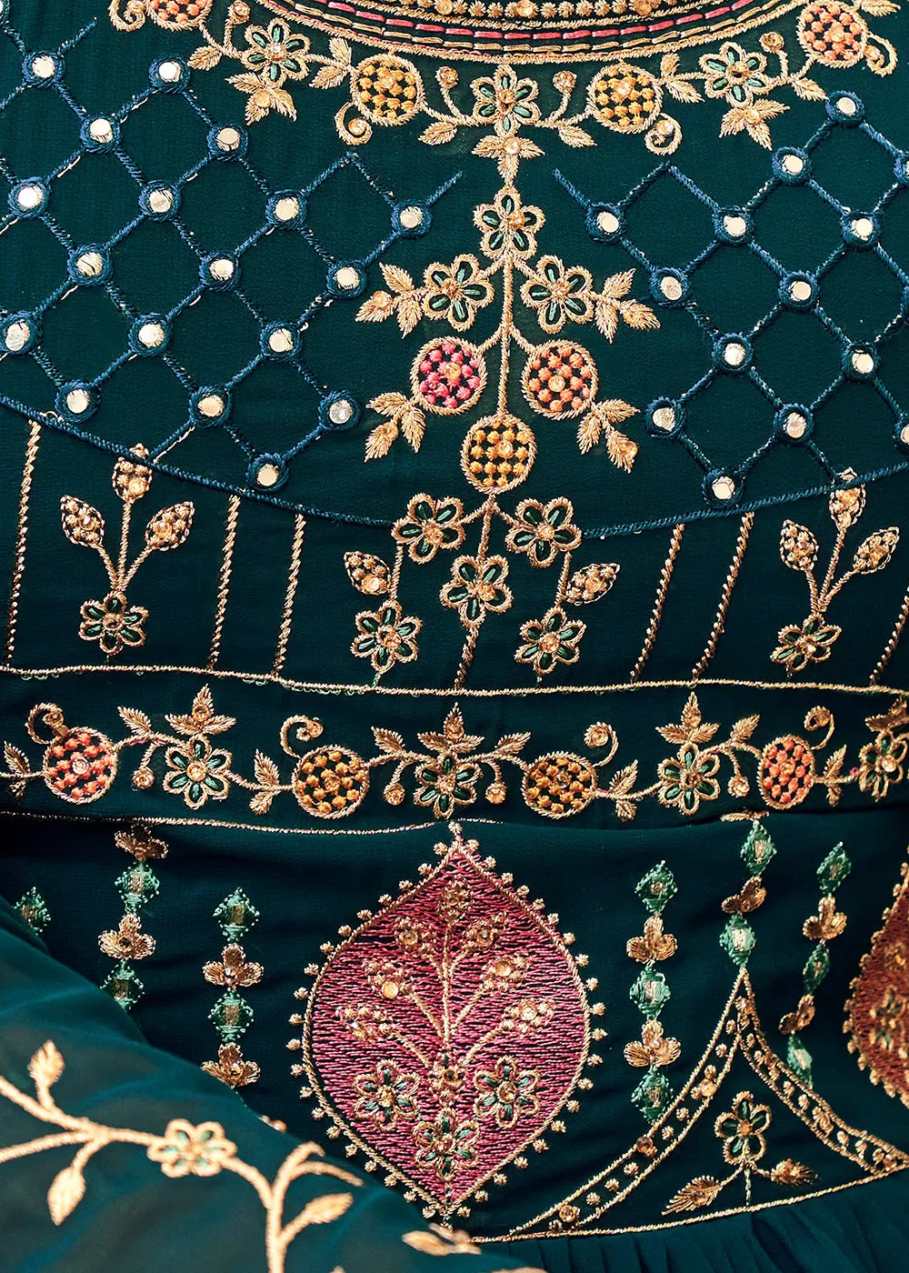 Festive Embroidered Blue Elegant Georgette Anarkali Suit