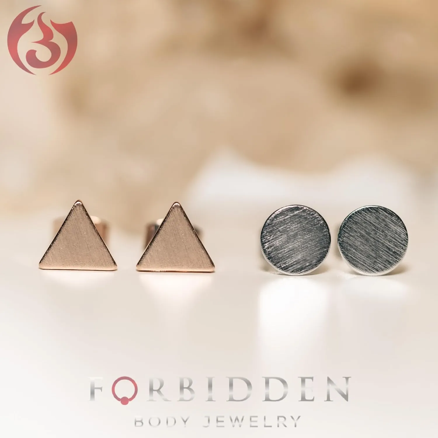 Geo-Shaped Surgical Steel Brushed Finish Stud Earrings
