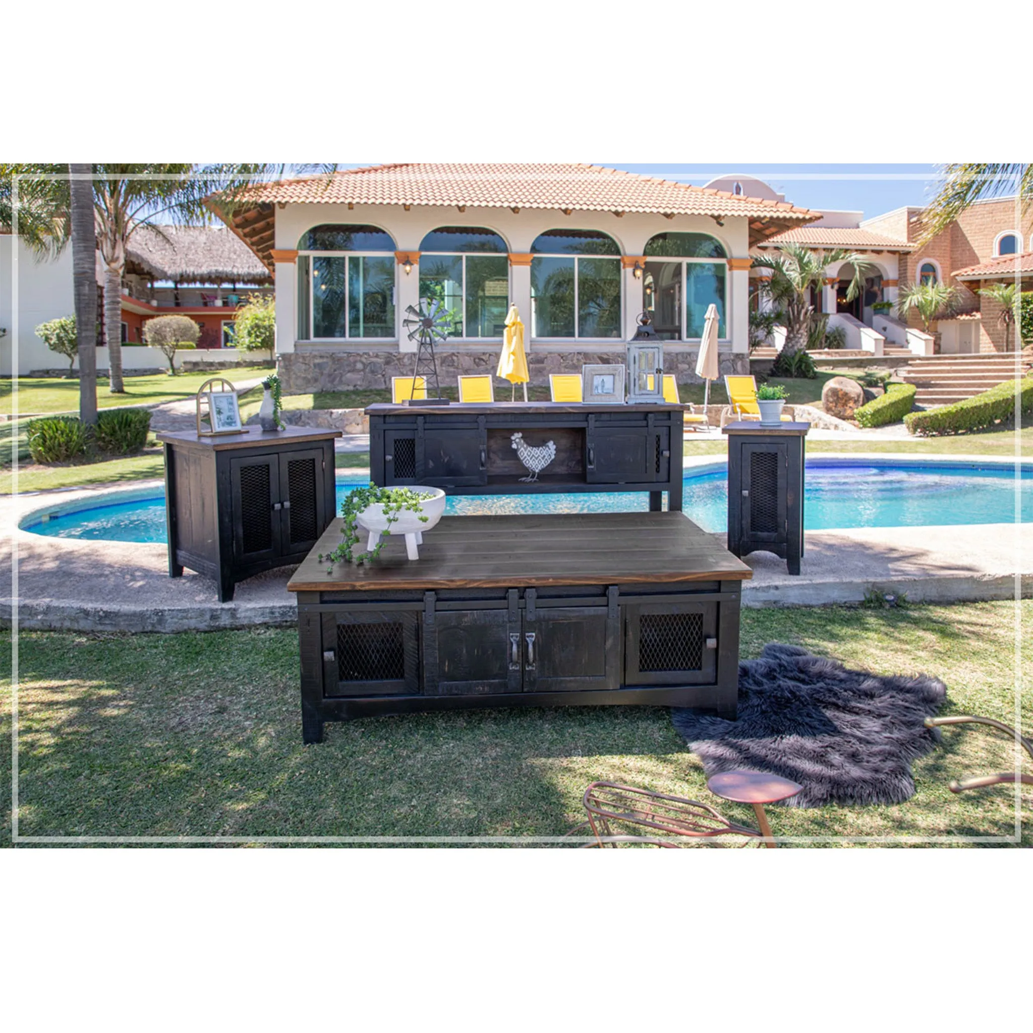Greenview Modern Farmhouse Living Room Table Set - Black