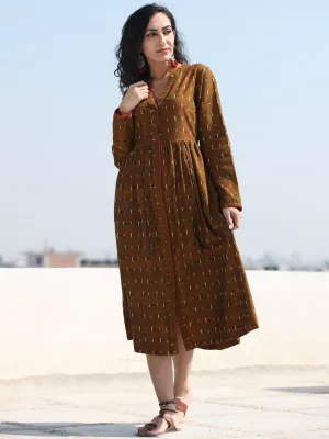 Irhaa - Handwoven Ikat Tie Front Open Midi Dress - D313FYYY
