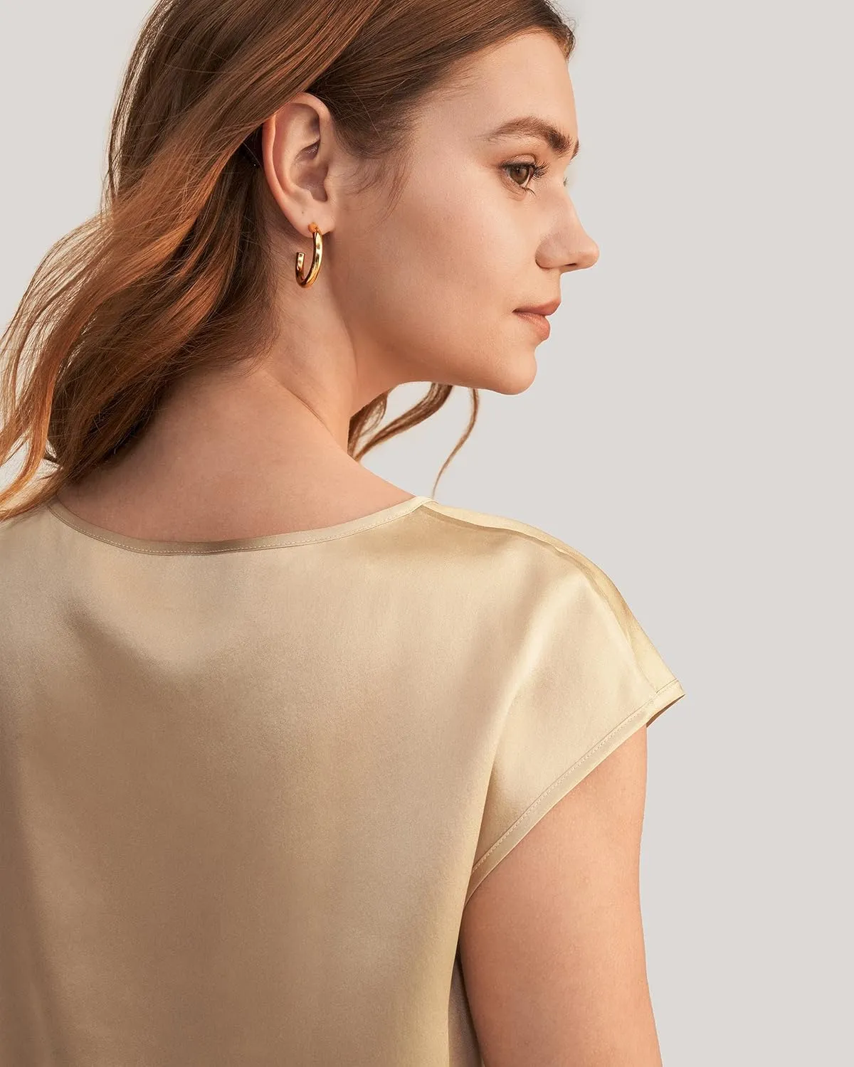 LilySilk Silk Blouse for Women Short Sleeve Summer Cool Comfy Charmeuse Silk Tops for Ladies