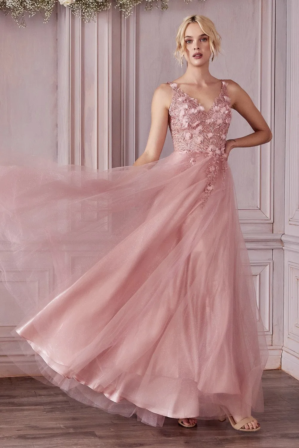 Memories Lace & Tulle Prom Dress C181ER-Blush Cinderella Divine CD0181