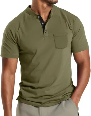 Men's Basic Short Sleeve Button Polo Shirt Classic Fit Golf Stylish Tops Lightweight Casual Workout Henley Shirts