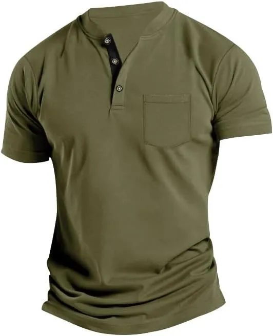 Men's Basic Short Sleeve Button Polo Shirt Classic Fit Golf Stylish Tops Lightweight Casual Workout Henley Shirts