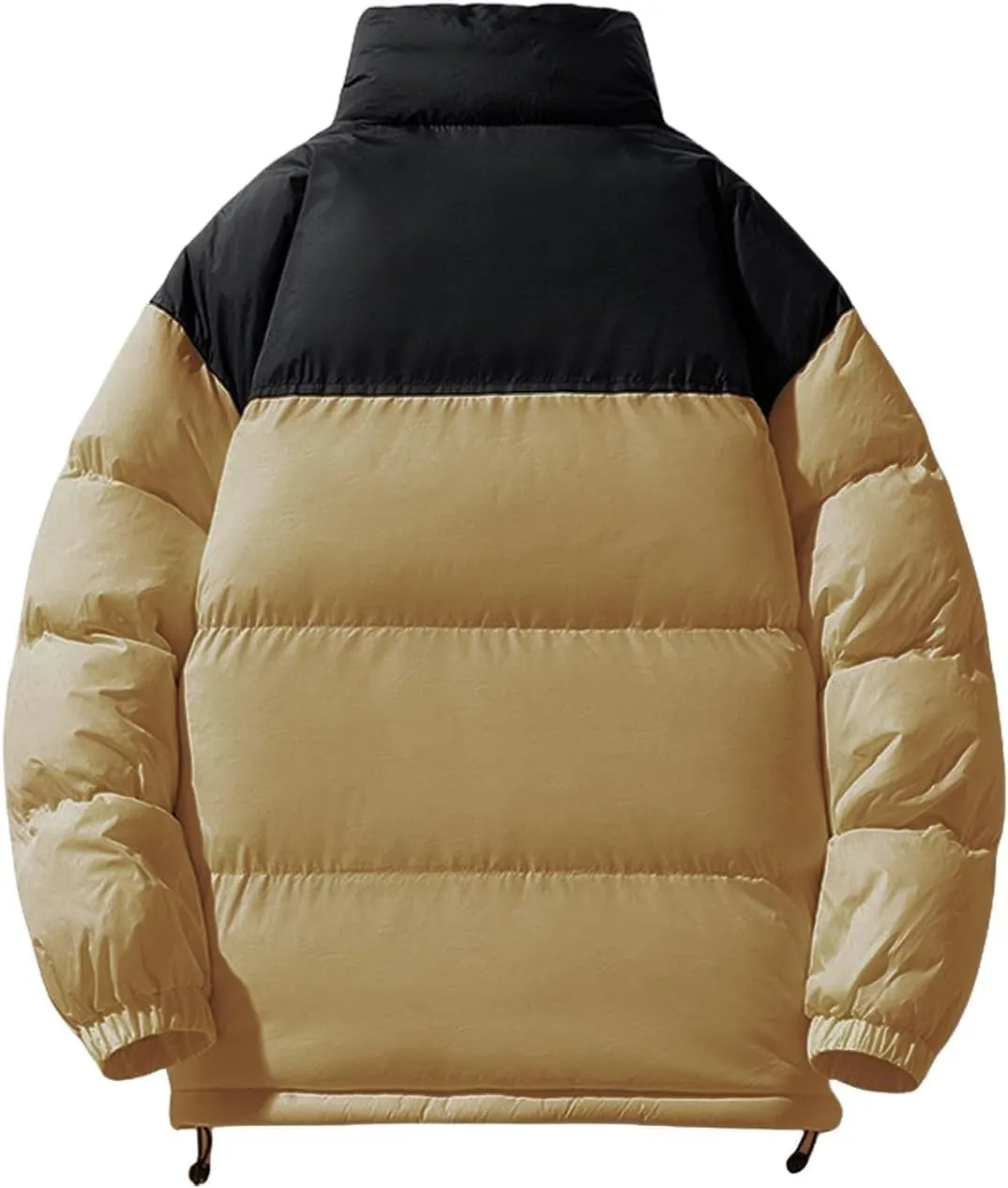 Men's Puffer Jacket Thickened Winter Warm Coat Stand Collar Color Block Zip Up Jacket Ski Bubble Coat Pockets