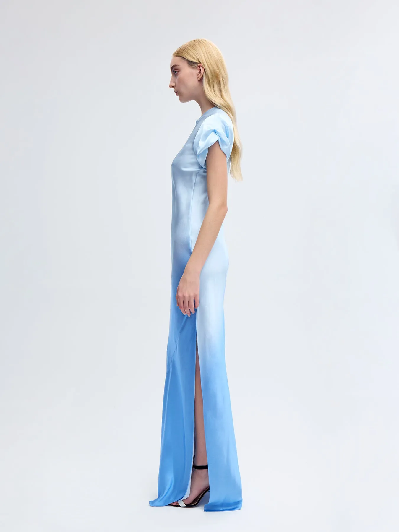 Nausheen Silk Gown in Blue Degrade