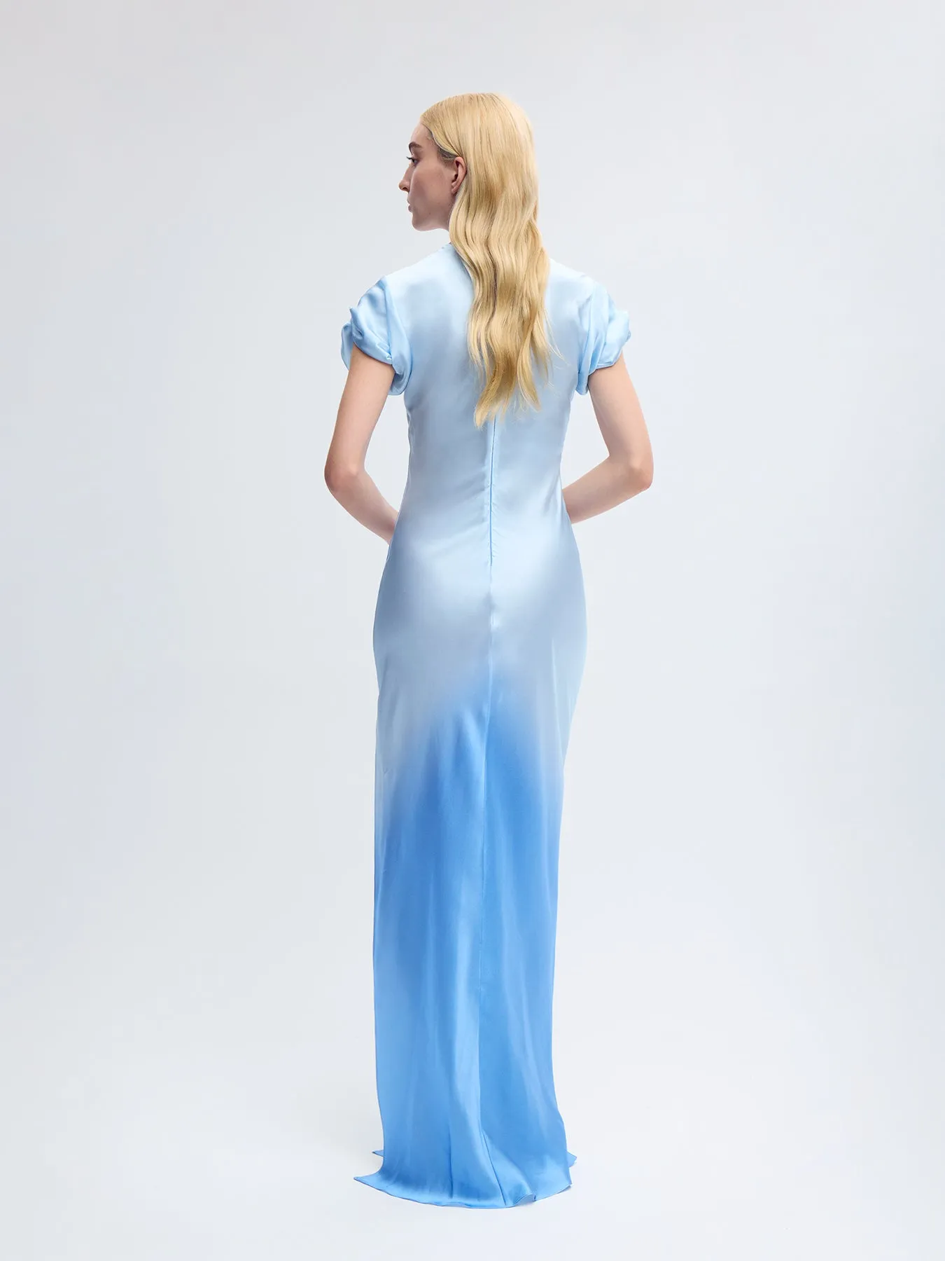 Nausheen Silk Gown in Blue Degrade
