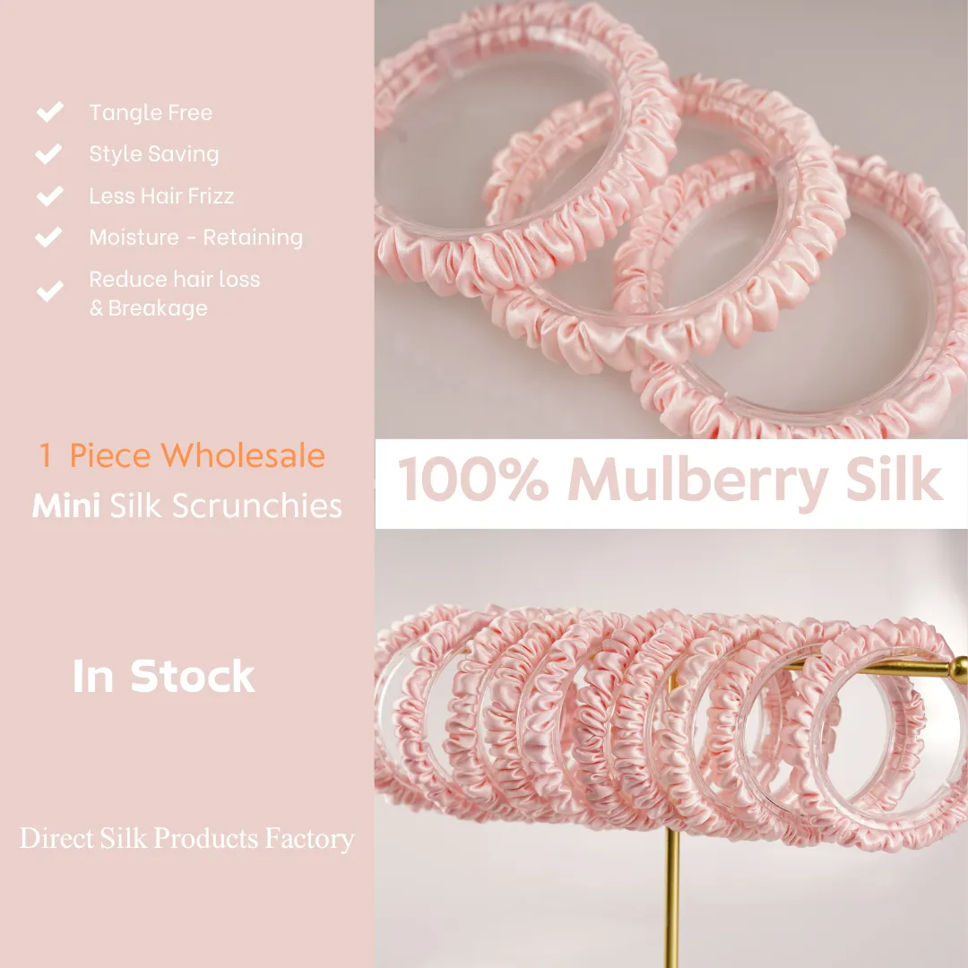 Pink silk scrunchies mini