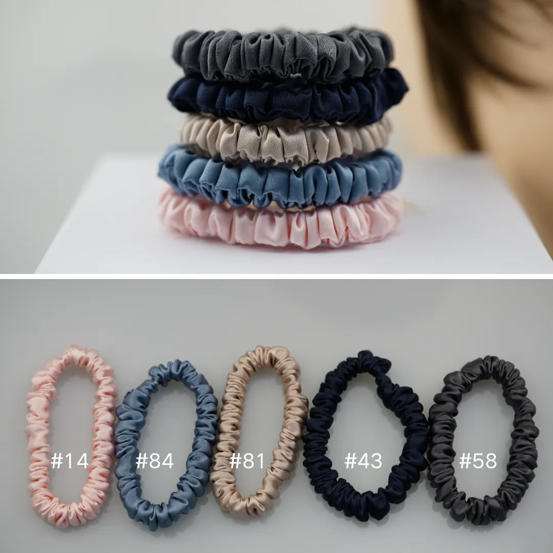 Pink silk scrunchies mini