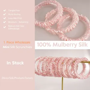 Pink silk scrunchies mini