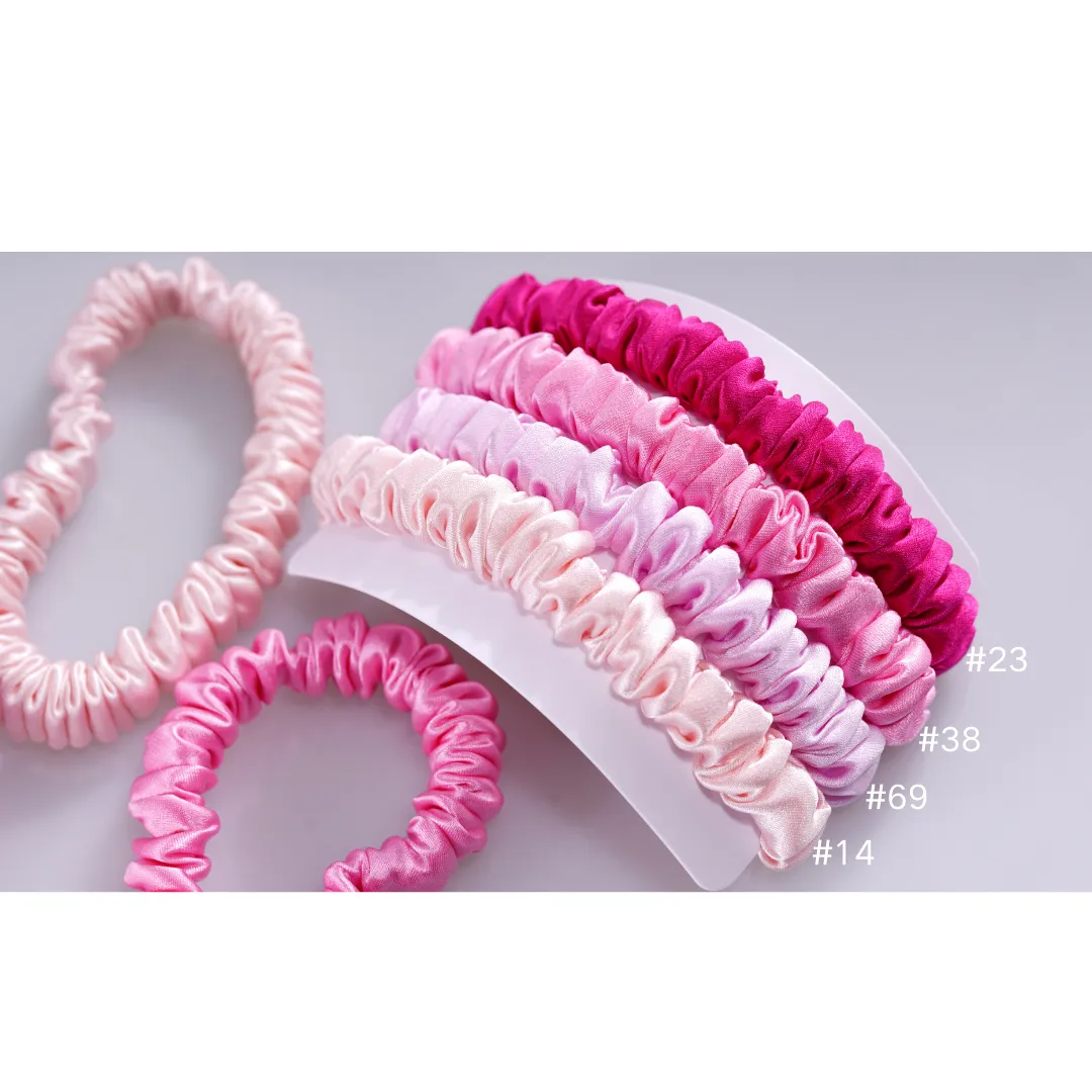 Pink silk scrunchies mini