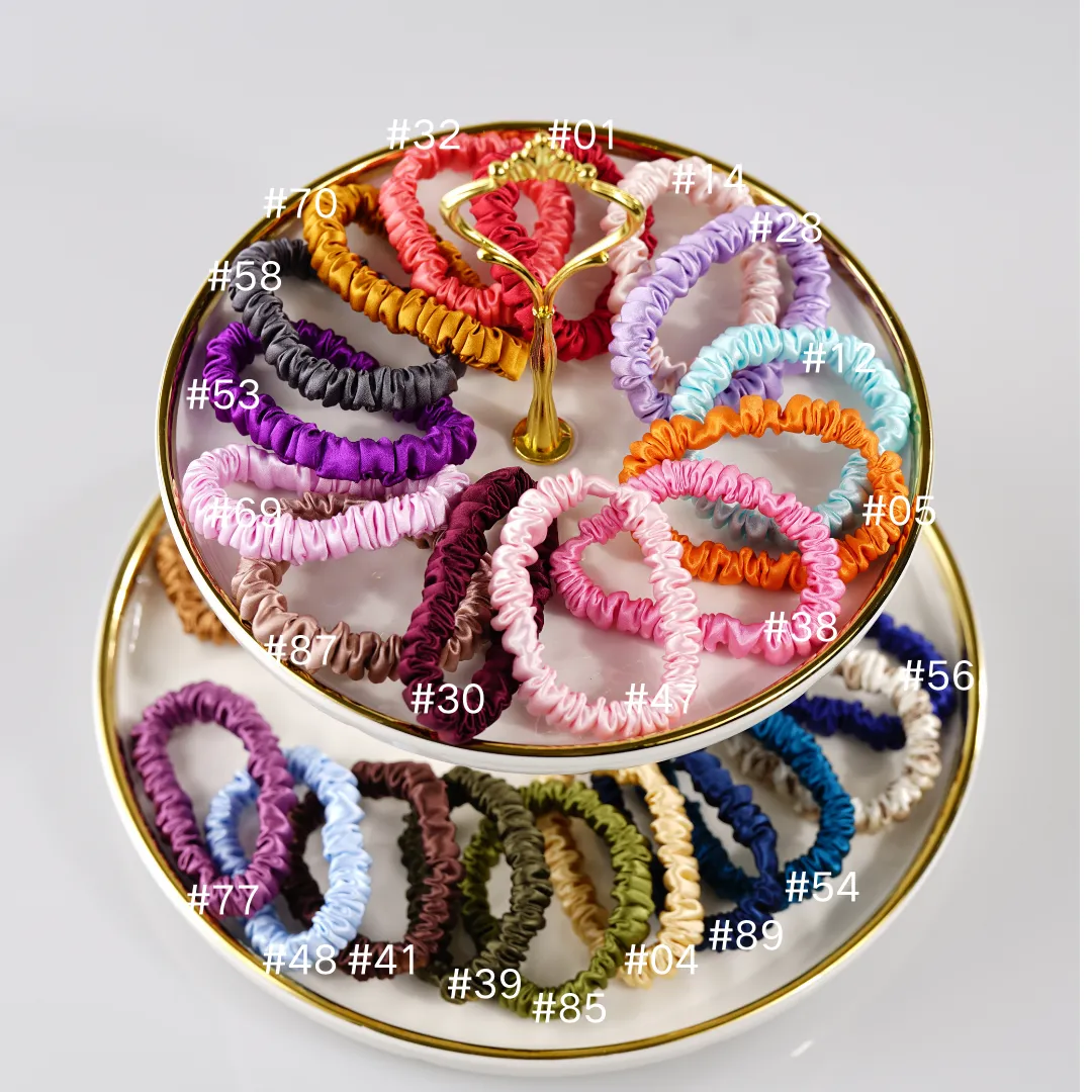 Pink silk scrunchies mini