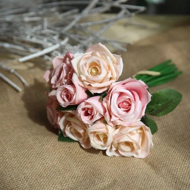 Romantic Rose Artificial Silk Flower Casual Bouquet - Wedding Decoration