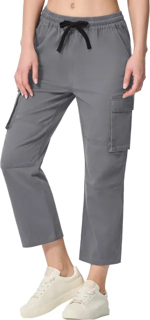 SPECIALMAGIC Capri Pants for Women Hiking Cargo Pockets Casual Travel Cropped Cotton