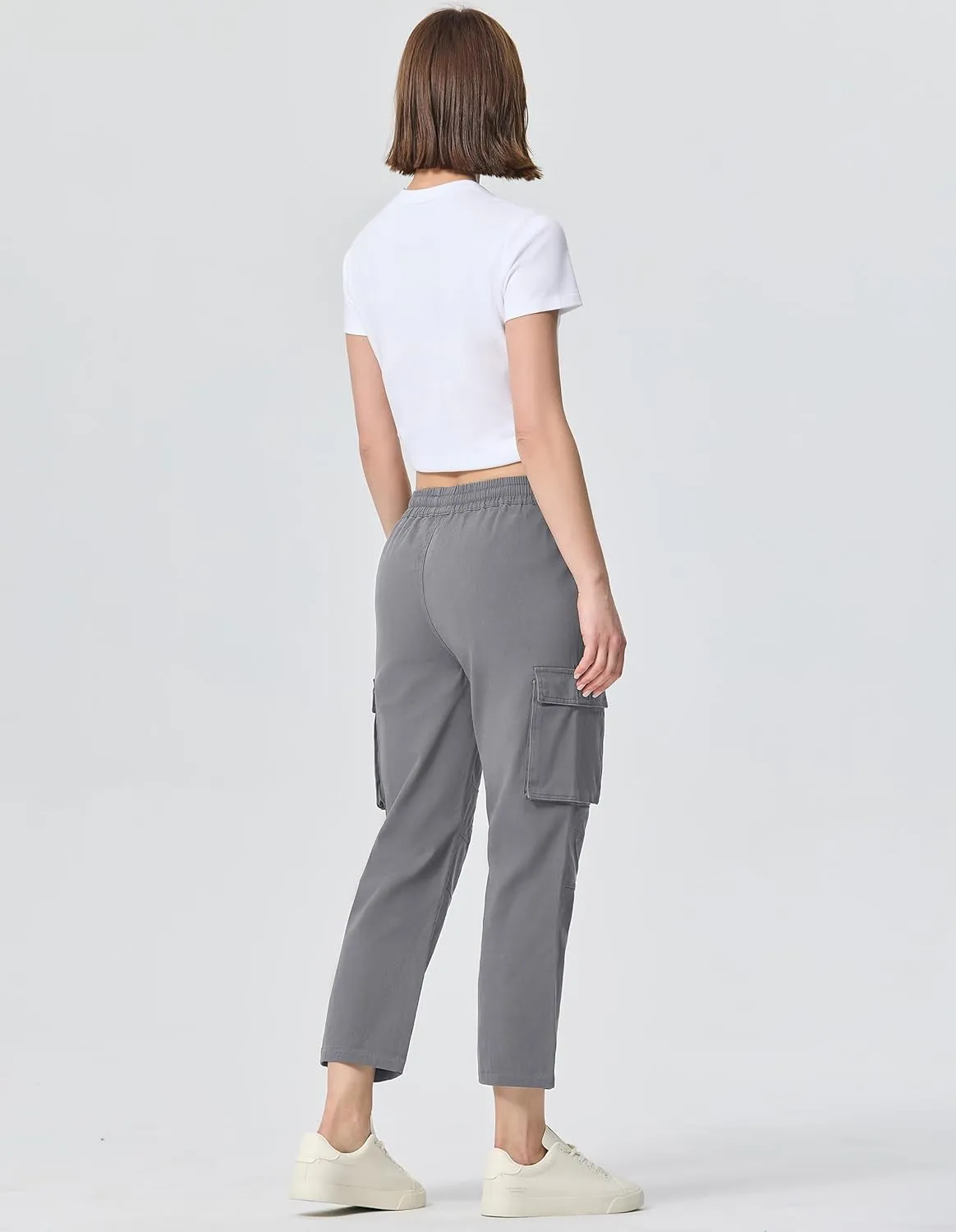 SPECIALMAGIC Capri Pants for Women Hiking Cargo Pockets Casual Travel Cropped Cotton