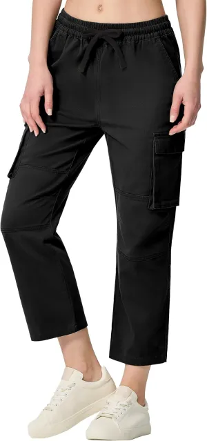 SPECIALMAGIC Capri Pants for Women Hiking Cargo Pockets Casual Travel Cropped Cotton