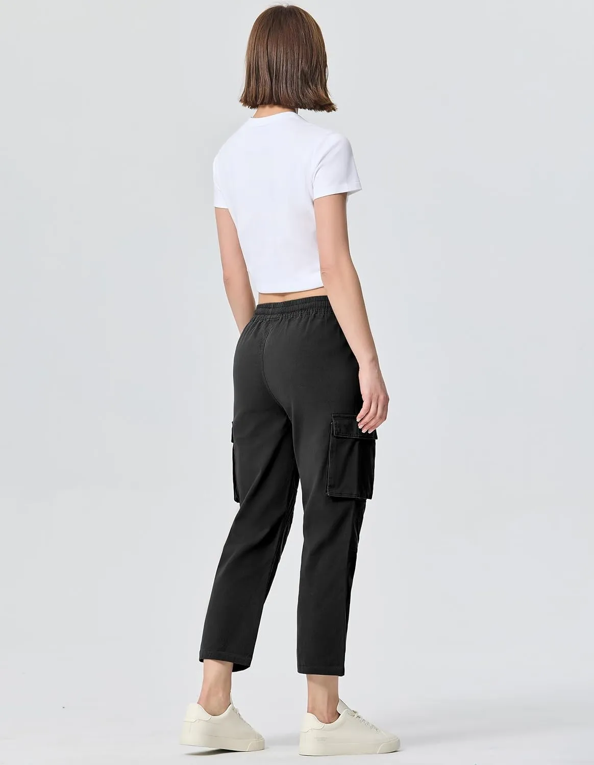 SPECIALMAGIC Capri Pants for Women Hiking Cargo Pockets Casual Travel Cropped Cotton