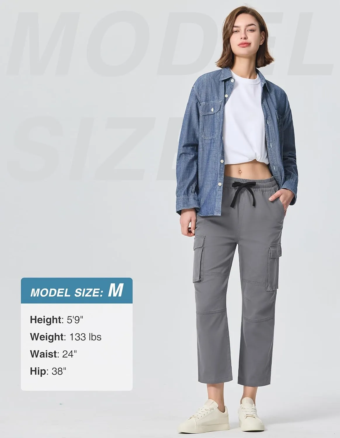 SPECIALMAGIC Capri Pants for Women Hiking Cargo Pockets Casual Travel Cropped Cotton