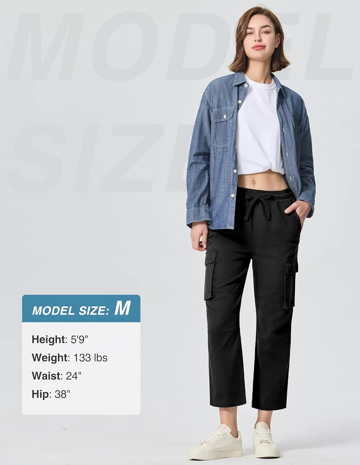 SPECIALMAGIC Capri Pants for Women Hiking Cargo Pockets Casual Travel Cropped Cotton