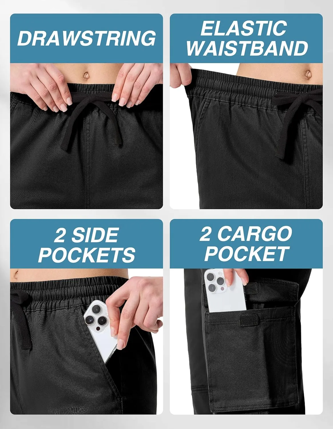 SPECIALMAGIC Capri Pants for Women Hiking Cargo Pockets Casual Travel Cropped Cotton