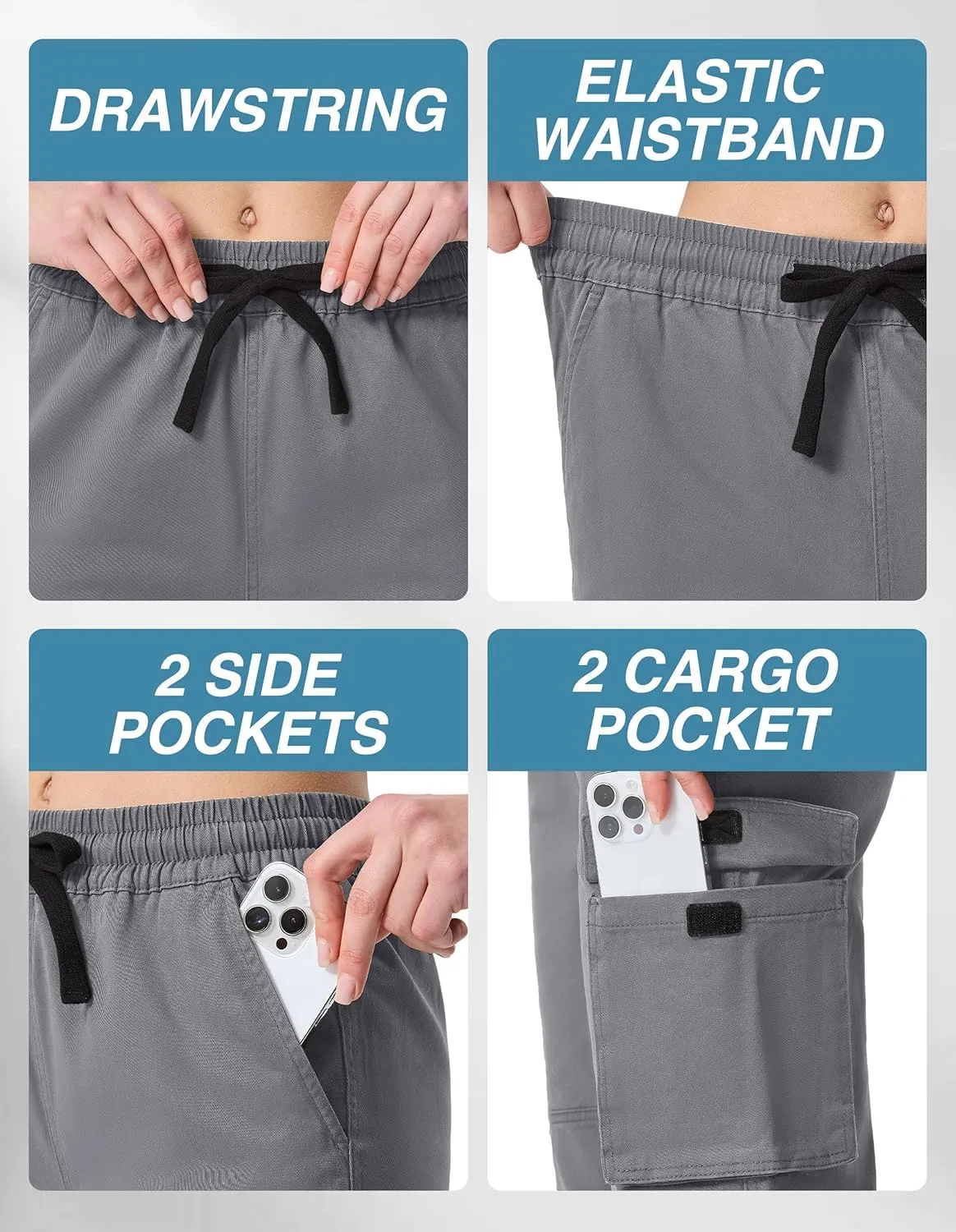 SPECIALMAGIC Capri Pants for Women Hiking Cargo Pockets Casual Travel Cropped Cotton