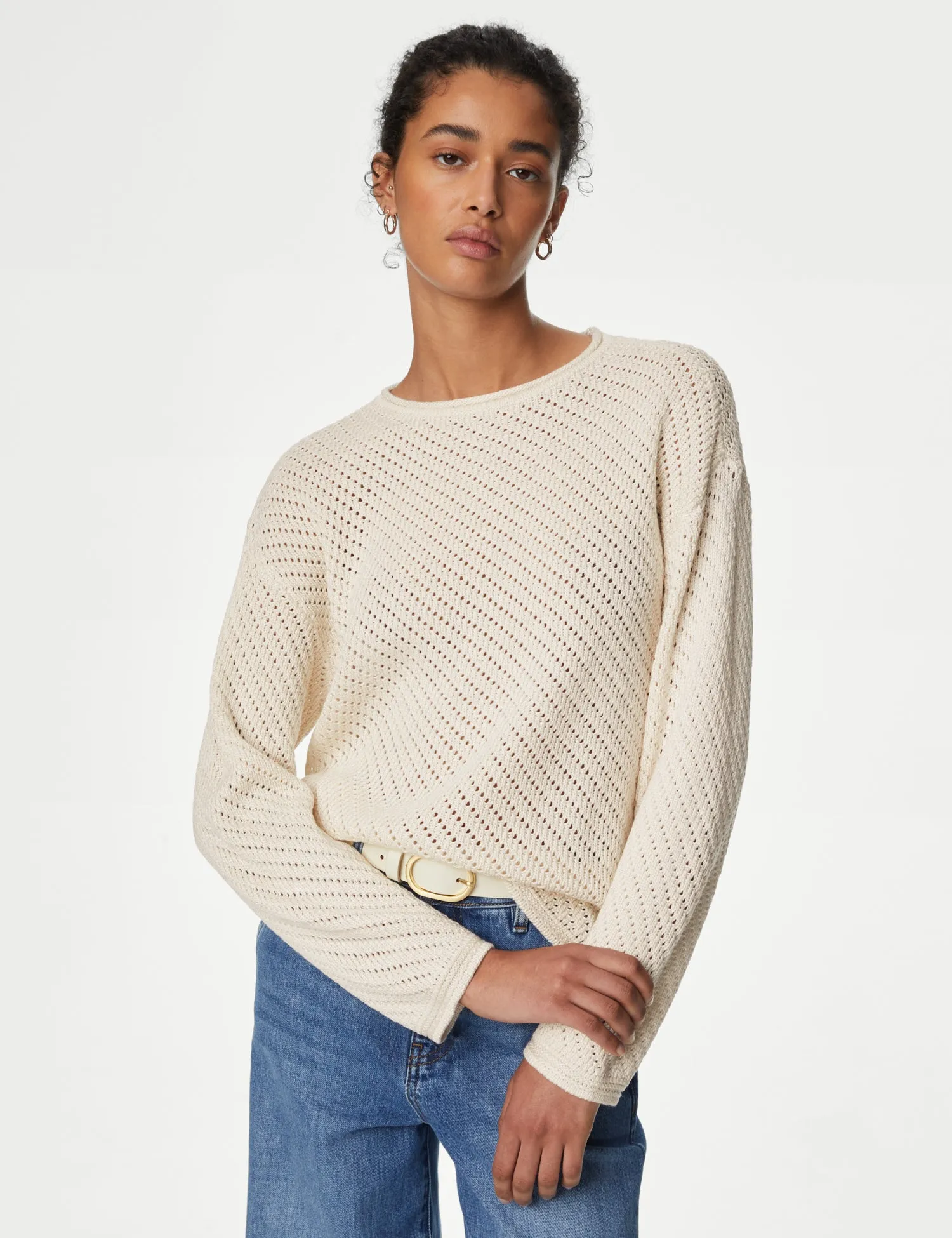 Textured Crew Neck Jumper