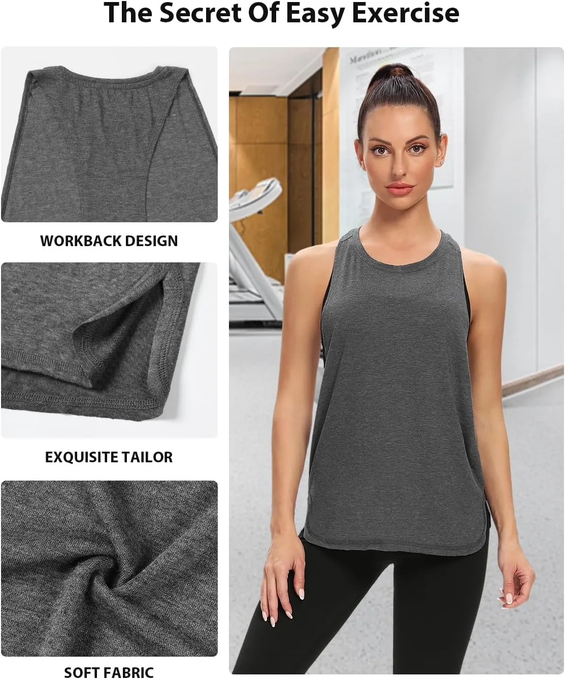 Ullnoy Workout Tank Tops for Women Running Muscle Tanks Sleeveless Loose Fit Gym Yoga Sport Shirts 3-5 Pack