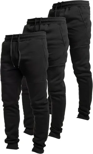 Ultra Performance 3 Pack Fleece Active Tech Joggers for Men, Mens Sweatpants with Zipper Pockets