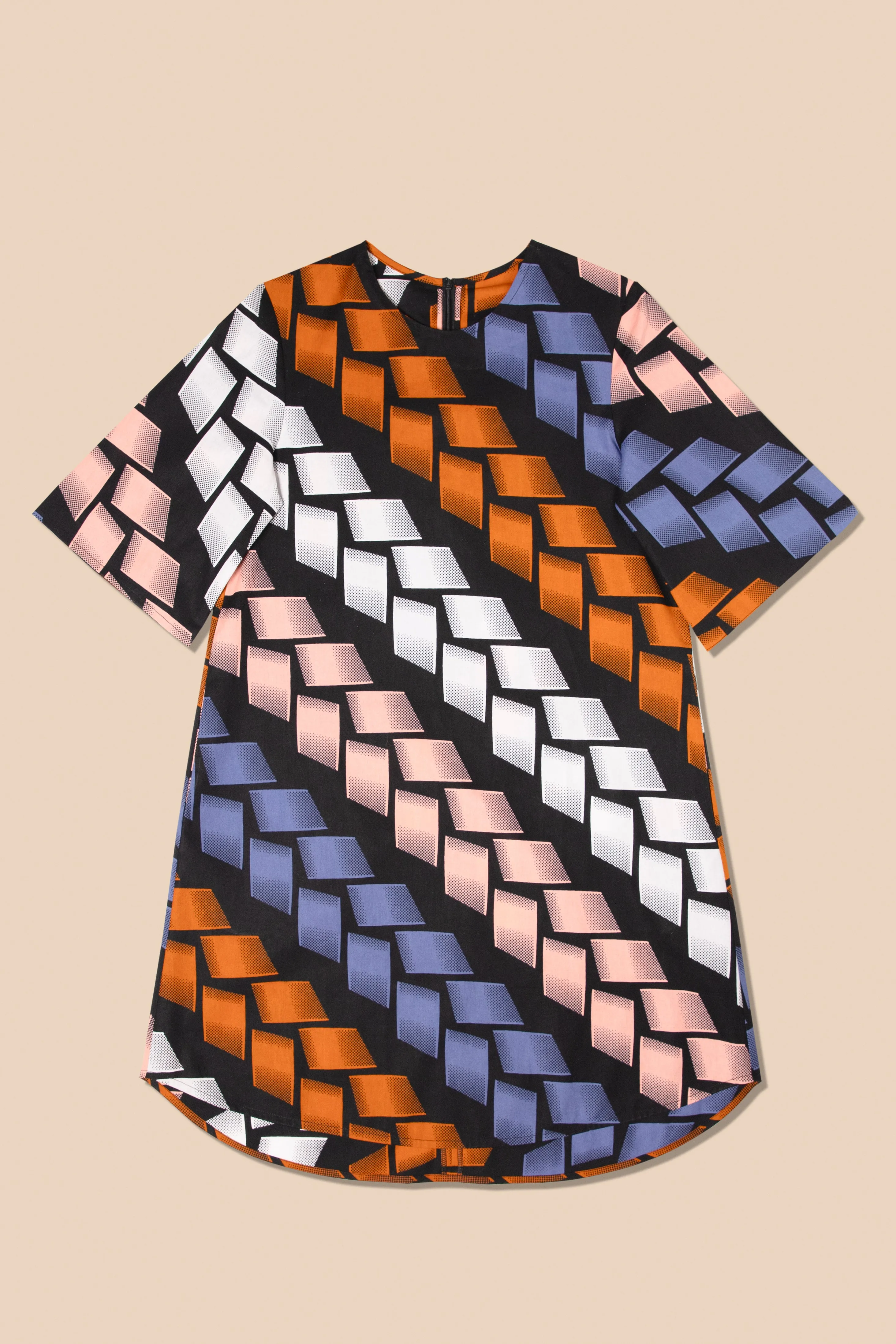 Vele Shift Cotton Dress in Multicolor Knotted Ropes Print