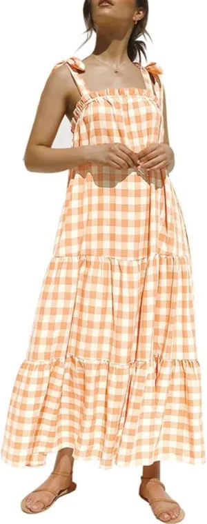 Women Tie Shoulder Graphic Boho Maxi Dress Sleeveless Flowy Tiered A Line Maxi Dress Summer Vocation Graffiti Sundress