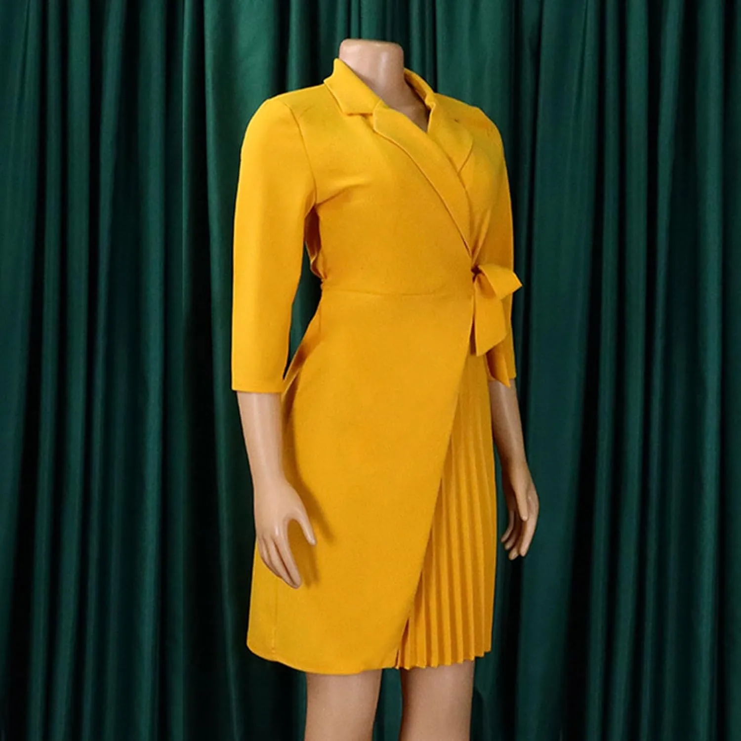 Womens Asymmetric Blazer Dress Pleated Wrap Dress Ladies Elegant Casual Work Office Events Blazer Dresses Outfits