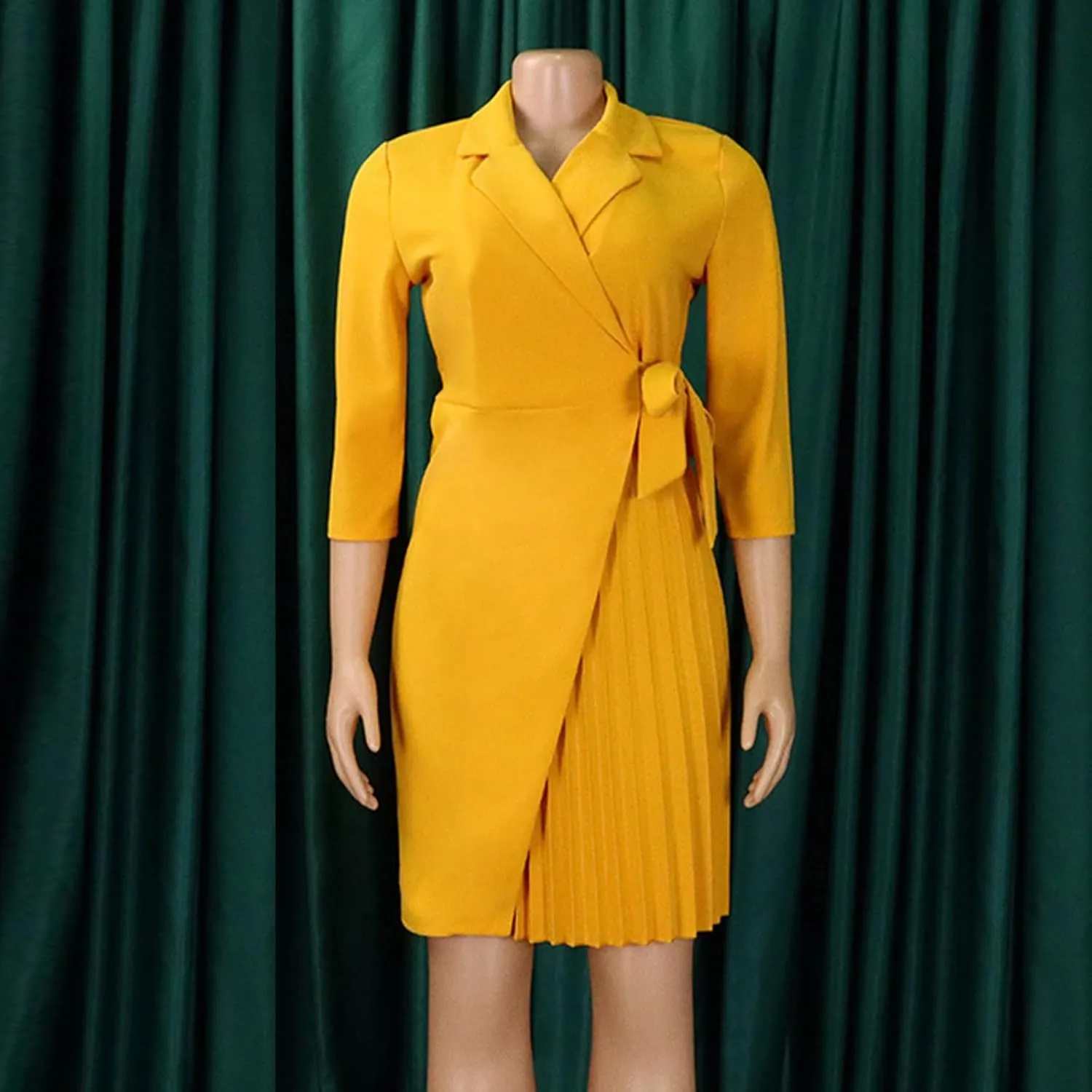 Womens Asymmetric Blazer Dress Pleated Wrap Dress Ladies Elegant Casual Work Office Events Blazer Dresses Outfits