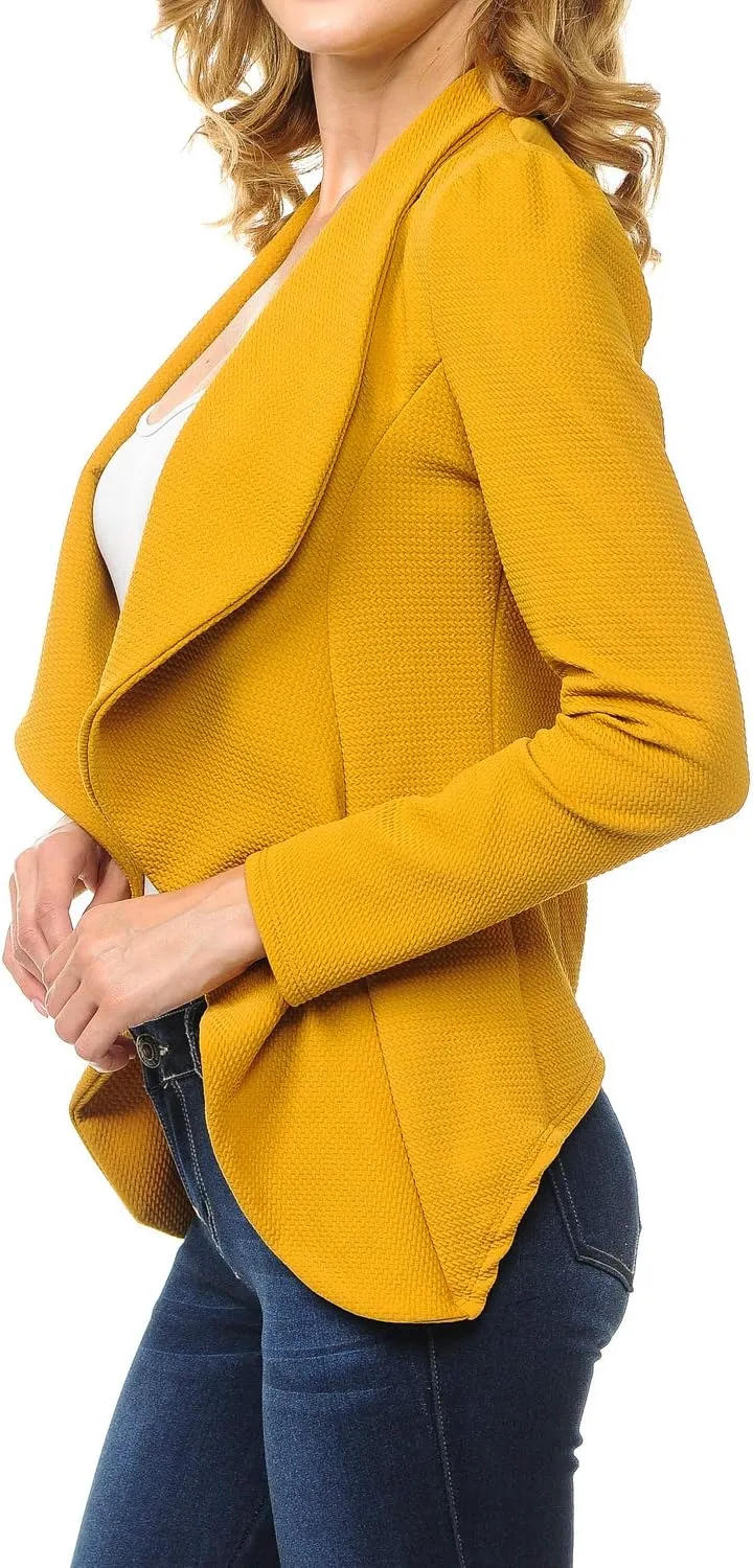 Women's Long Sleeve Classic Draped Open Front Lightweight Blazer(S-3XL)