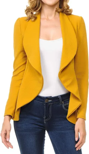Women's Long Sleeve Classic Draped Open Front Lightweight Blazer(S-3XL)