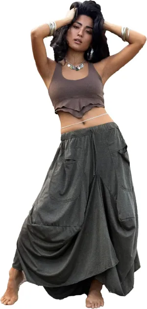 Women's Maxi Skirt Bohemian with Pockets Gypsy Elastic High Waist Cotton